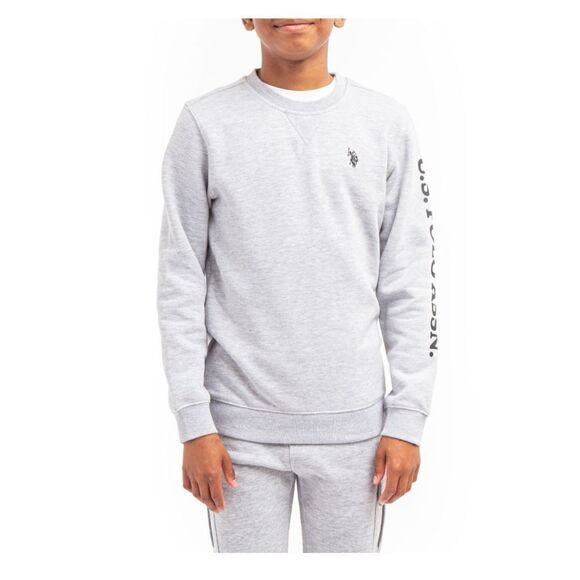 Nwt U.S. Polo Assn. Boys Sz 8 Print Sleeve Fleece Crewneck Sweatshirt - Picture 1 of 8